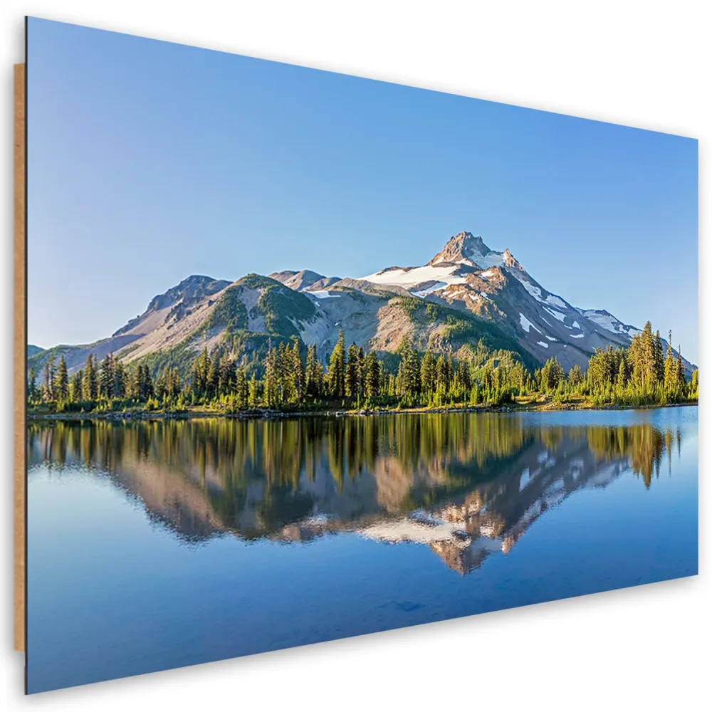 Art-déco-Paneldruck, Wald-, Berg- und Seelandschaft 60x40 Feeby