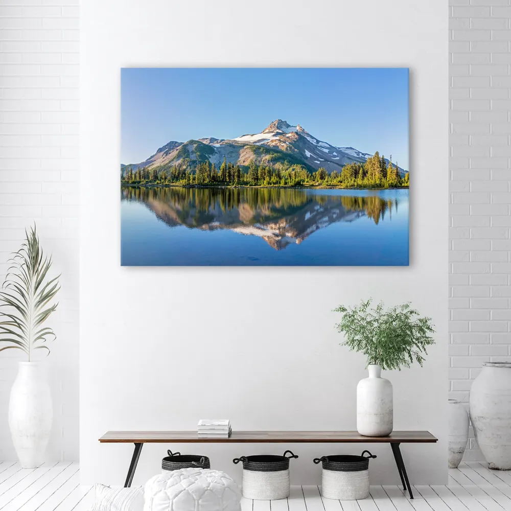 Art-déco-Paneldruck, Wald-, Berg- und Seelandschaft 60x40 Feeby
