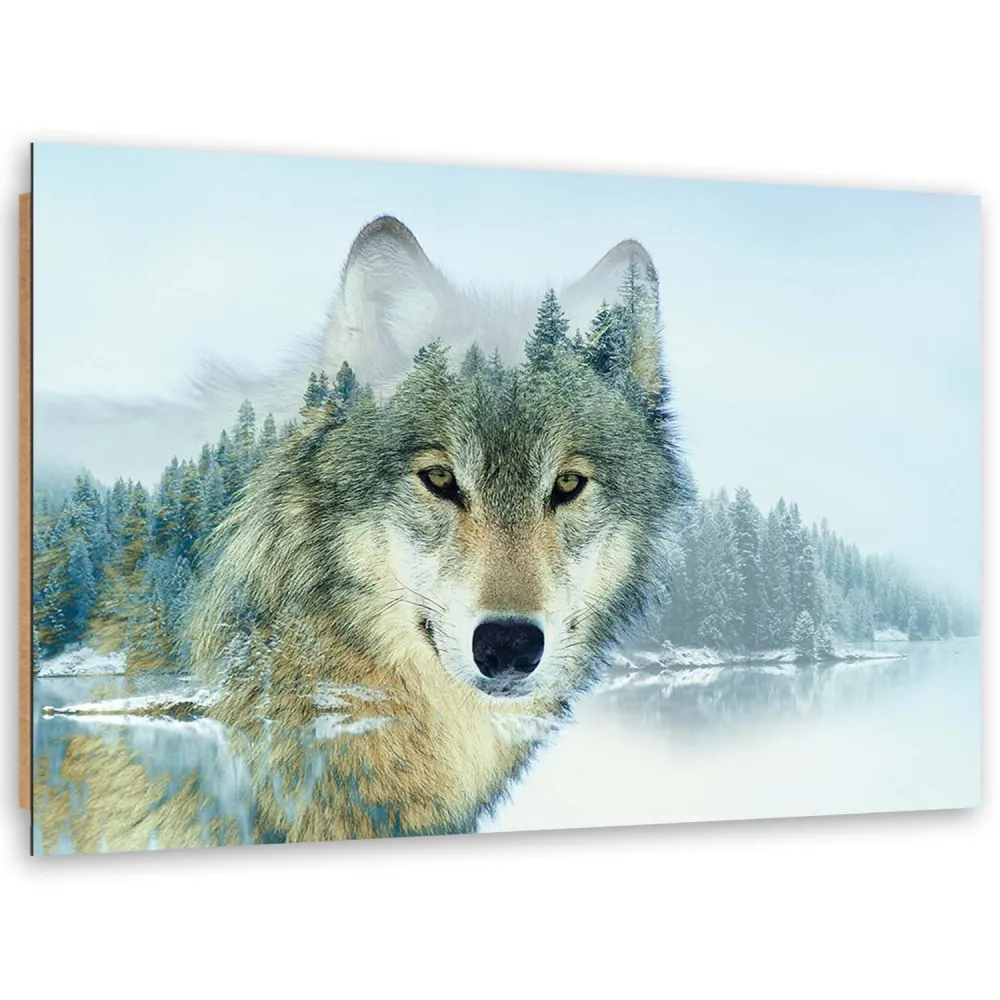Art-déco-Paneldruck, Wolf den Bergen 100x70 Feeby