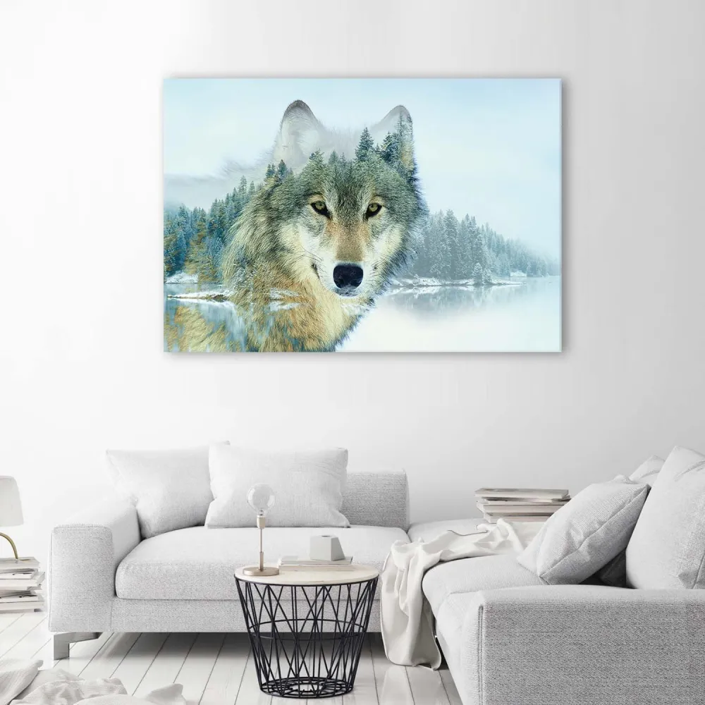 Art-déco-Paneldruck, Wolf den Bergen 100x70 Feeby