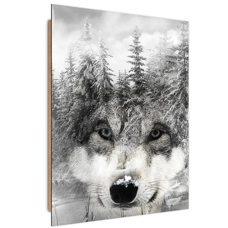 Art-déco-Paneldruck, Wolf der Winterlandschaft 40x60 Feeby