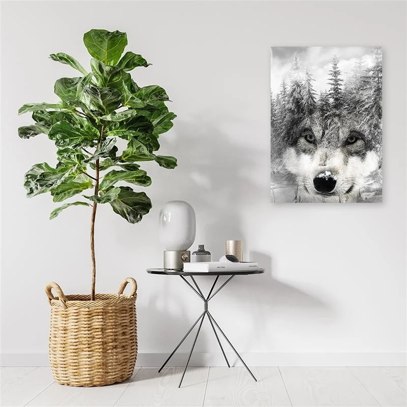 Art-déco-Paneldruck, Wolf der Winterlandschaft 40x60 Feeby
