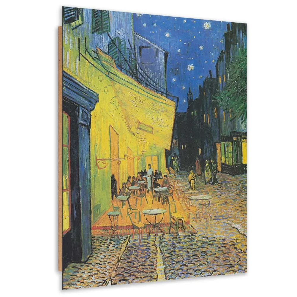 Art-déco-Tafeldruck, Terrasse eines Cafés bei Nacht – Reproduktion von van Gogh 40x60 Feeby