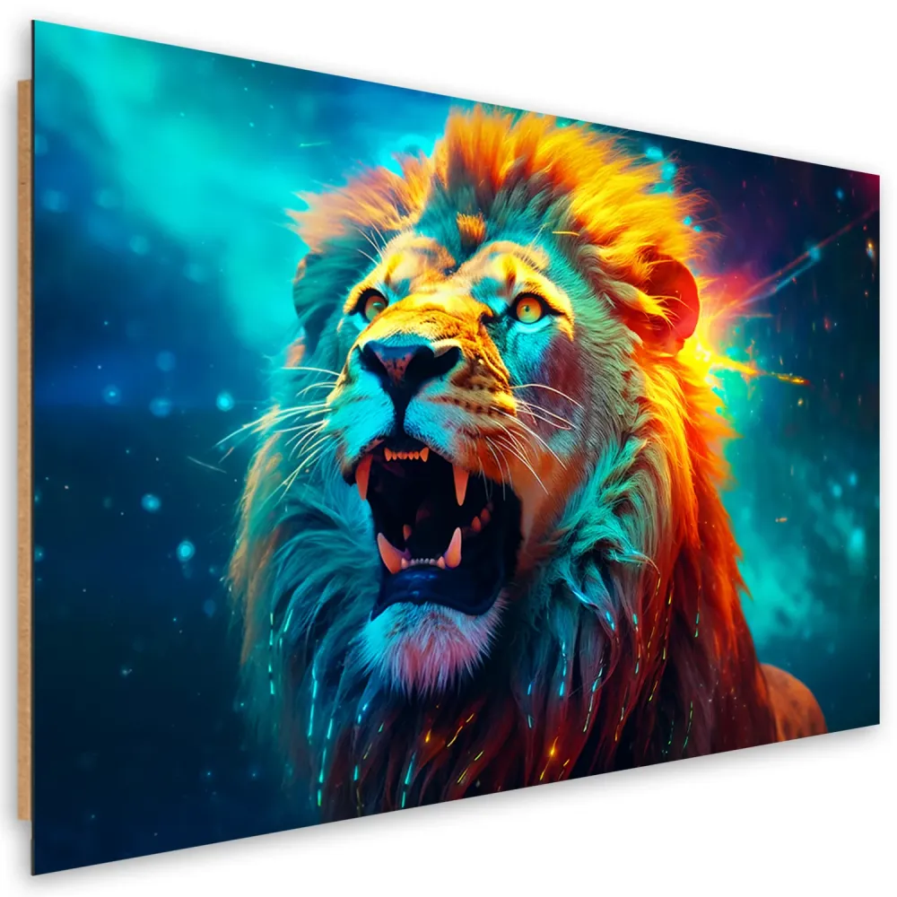 Deco-Panel-Druck, Abstrakter Neonlöwe AI 60x40 Feeby