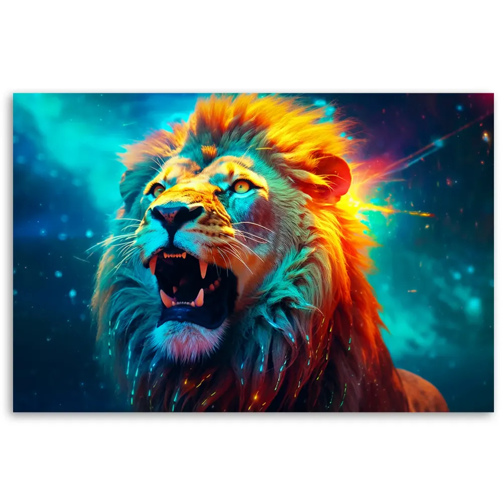 Deco-Panel-Druck, Abstrakter Neonlöwe AI 60x40 Feeby