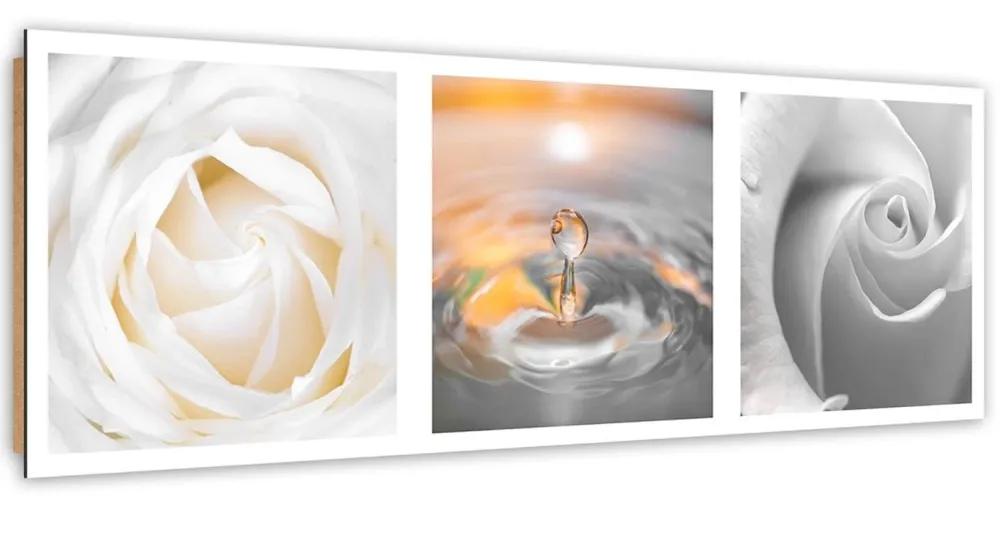 Deco-Paneldruck, Flocken und ein Tropfen 120x40 Feeby