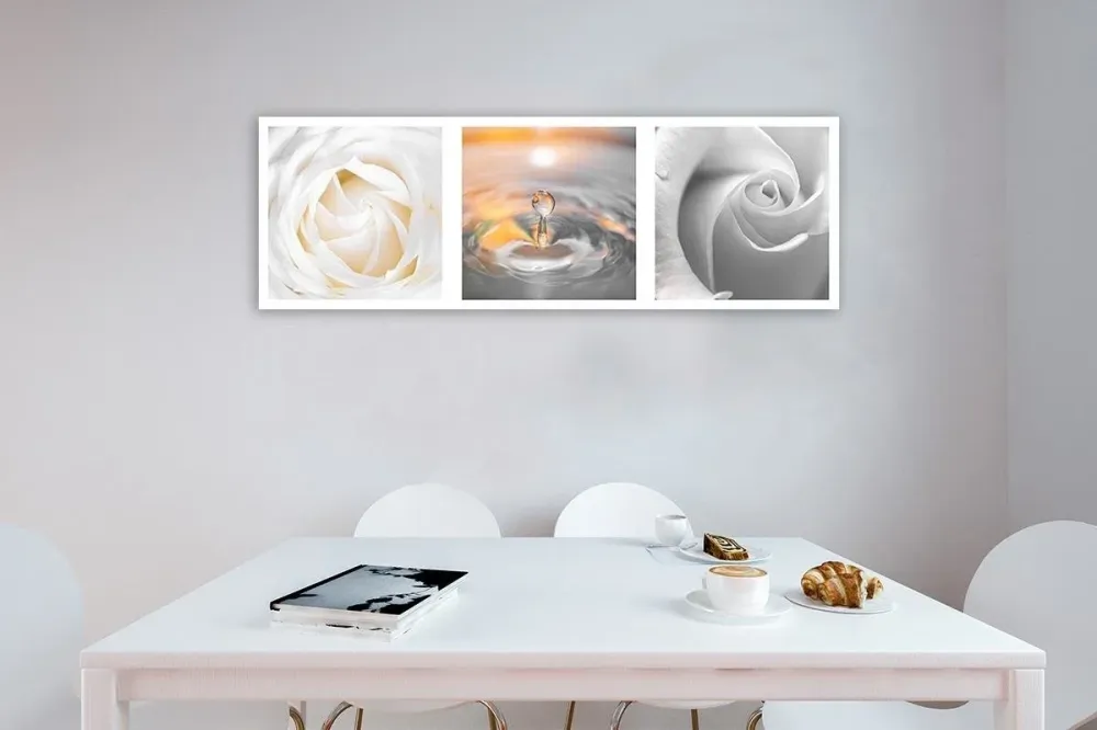 Deco-Paneldruck, Flocken und ein Tropfen 120x40 Feeby