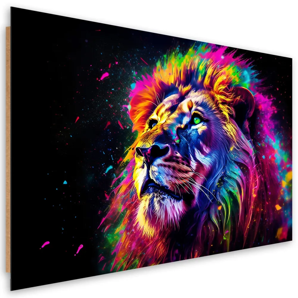 Deco-Panel-Druck, Neon Lion Coloured 60x40 Feeby