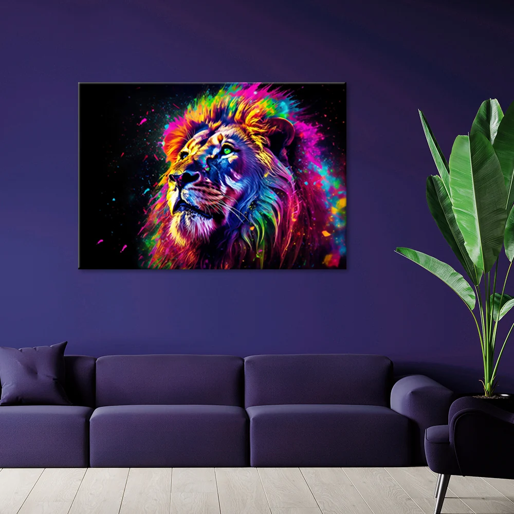 Deco-Panel-Druck, Neon Lion Coloured 60x40 Feeby