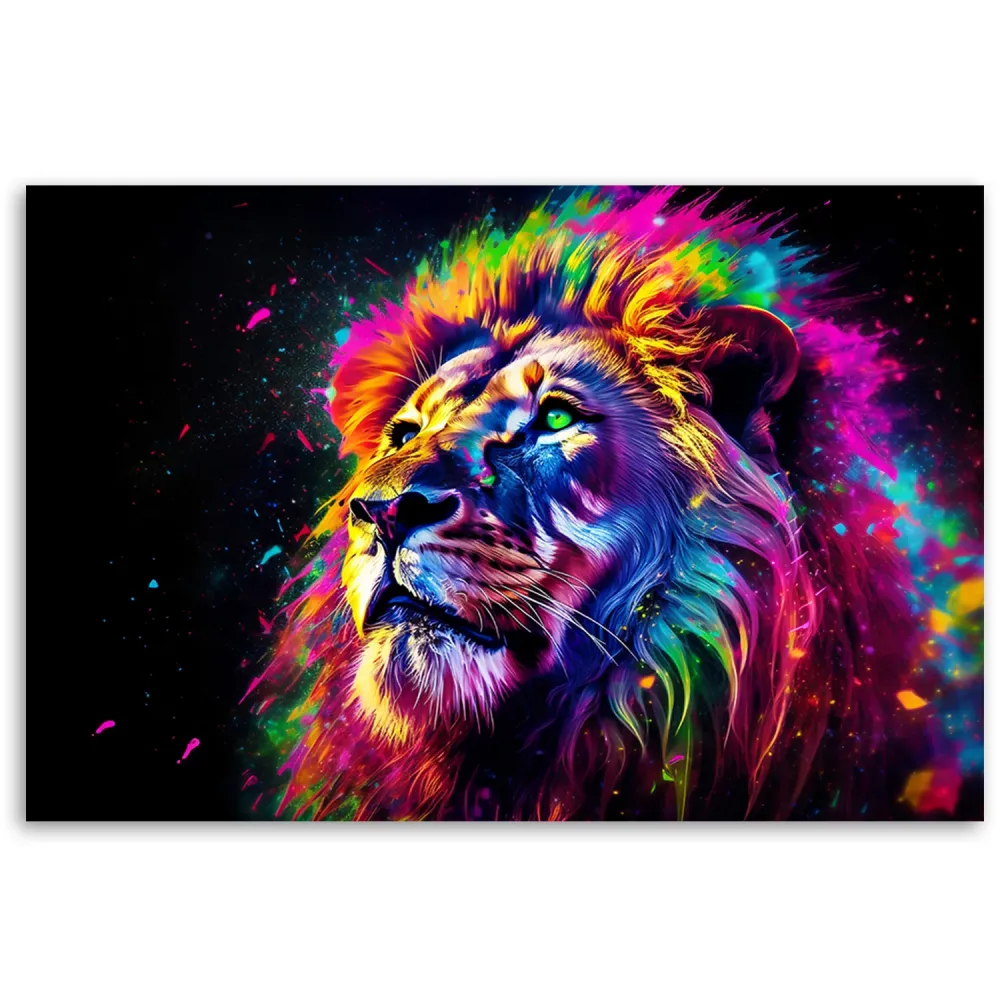Deco-Panel-Druck, Neon Lion Coloured 60x40 Feeby
