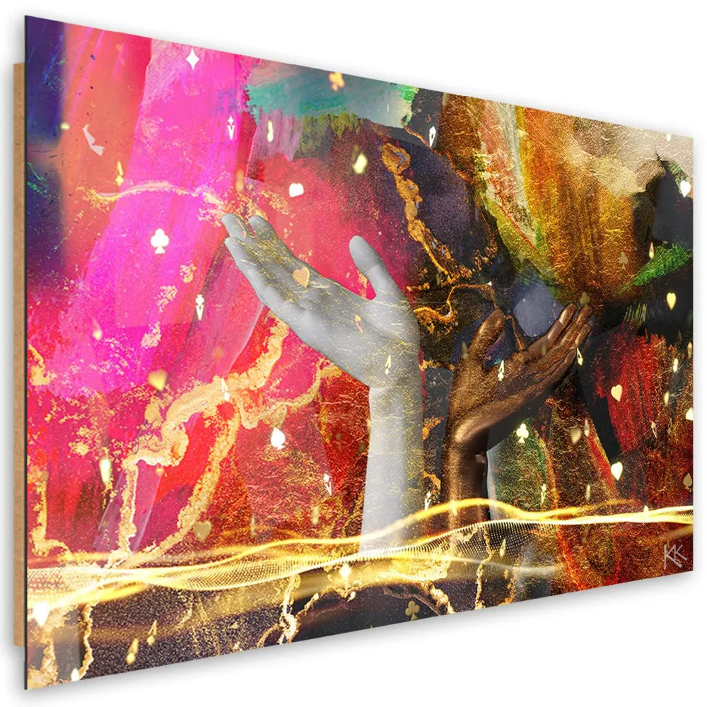 Dekorativer Paneeldruck, Abstraktes Motiv: Bunte Hände 60x40 Feeby