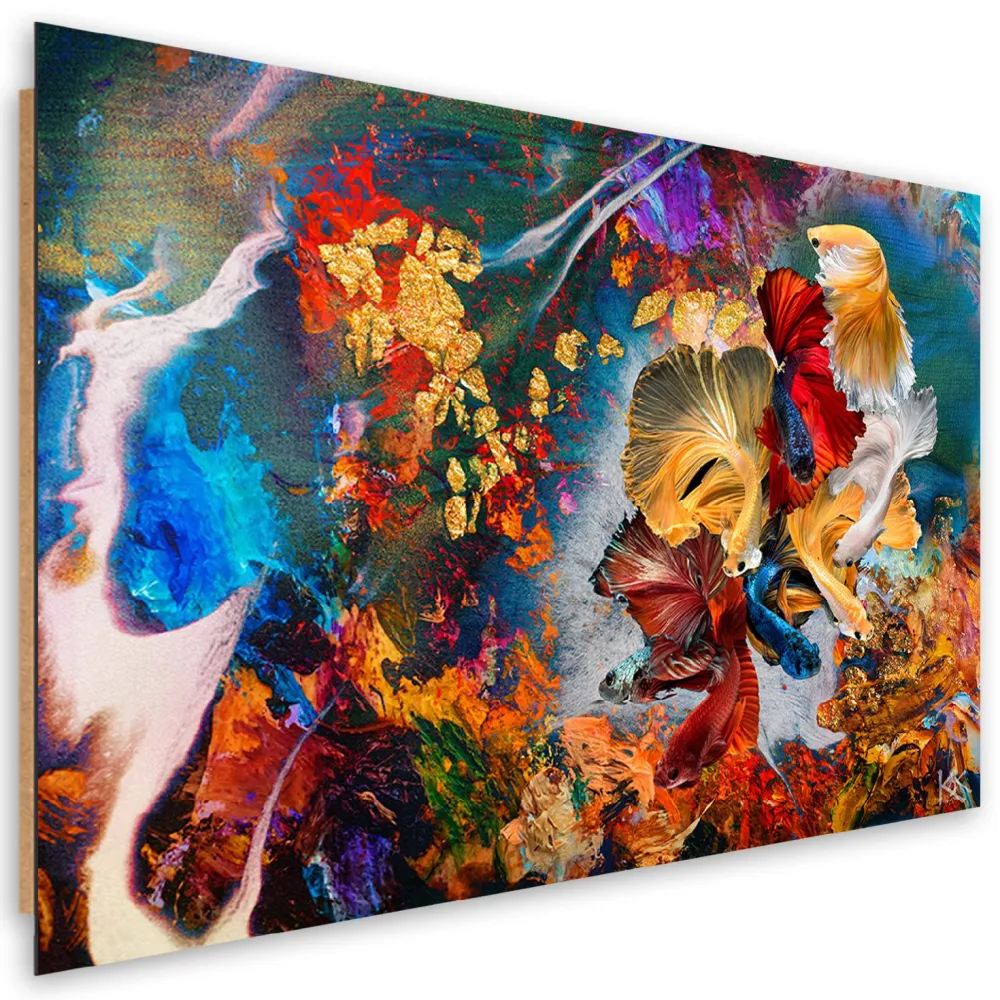 Dekorativer Paneeldruck, abstraktes Motiv mit bunten Fischen 60x40 Feeby