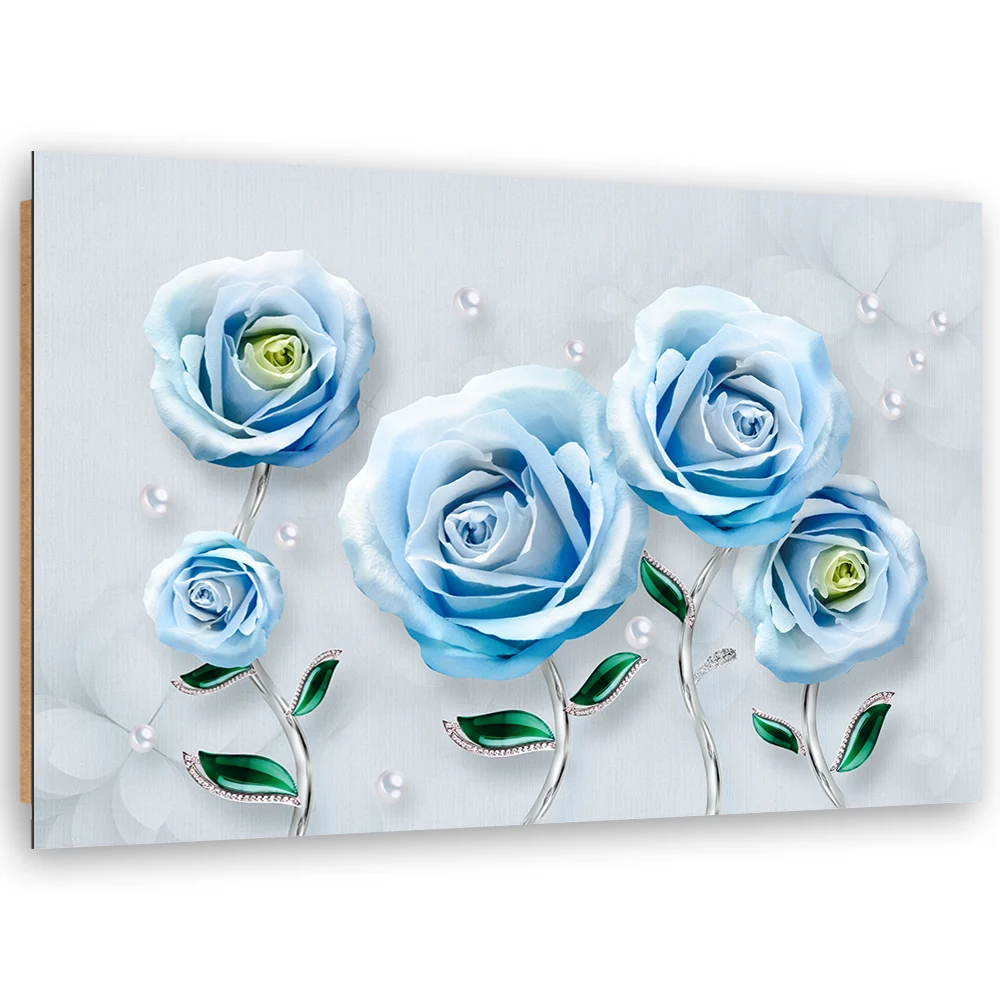Dekorativer Paneeldruck, blaue Rosen, 3D 60x40 Feeby