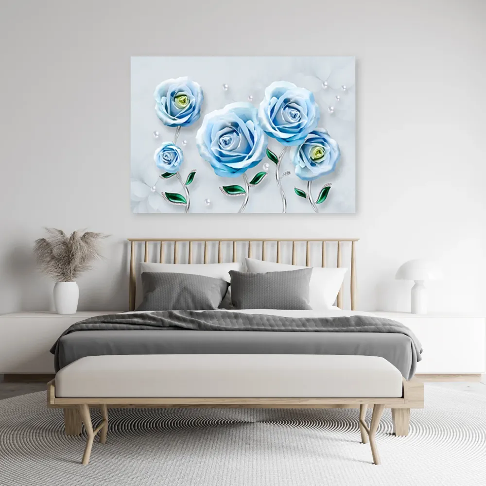 Dekorativer Paneeldruck, blaue Rosen, 3D 60x40 Feeby