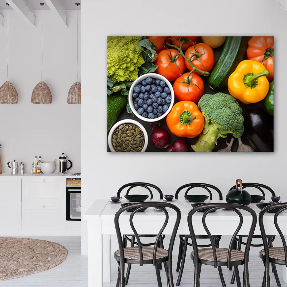 Dekorativer Paneeldruck, frisches Gemüse und Obst 60x40 Feeby