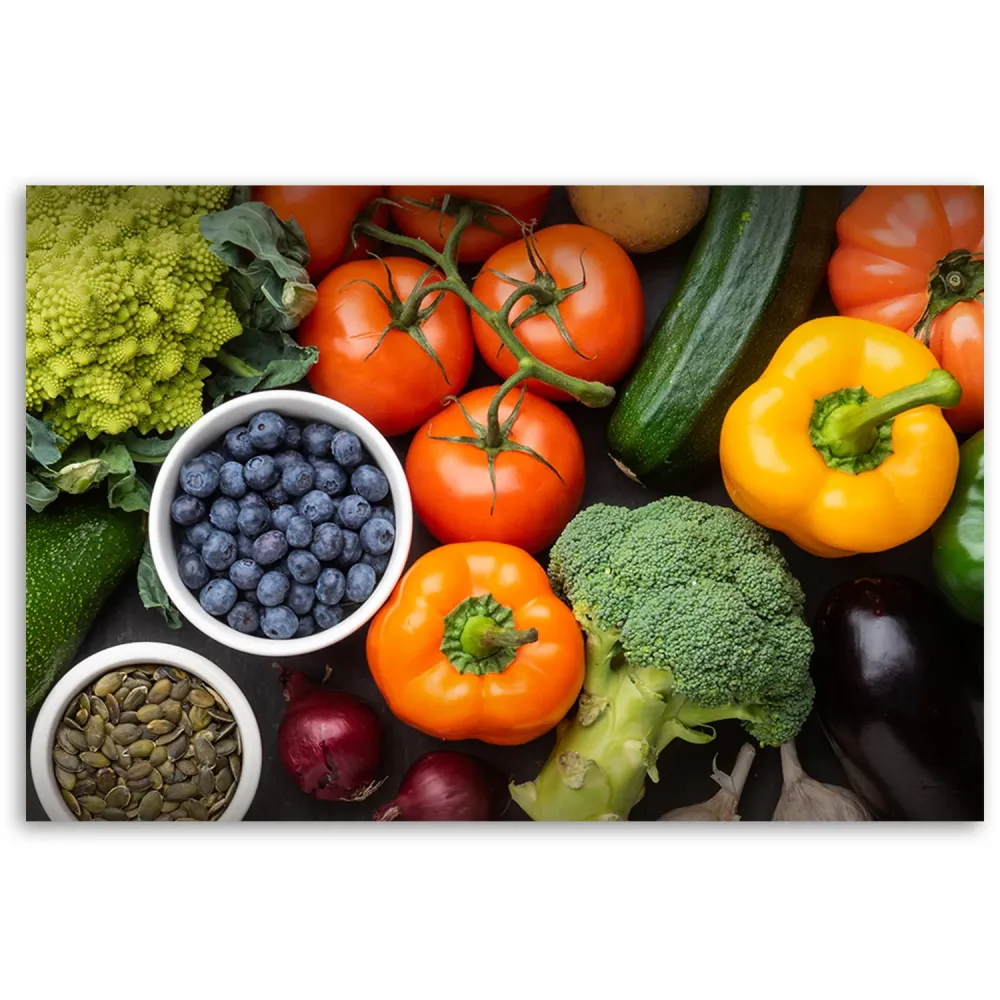 Dekorativer Paneeldruck, frisches Gemüse und Obst 60x40 Feeby