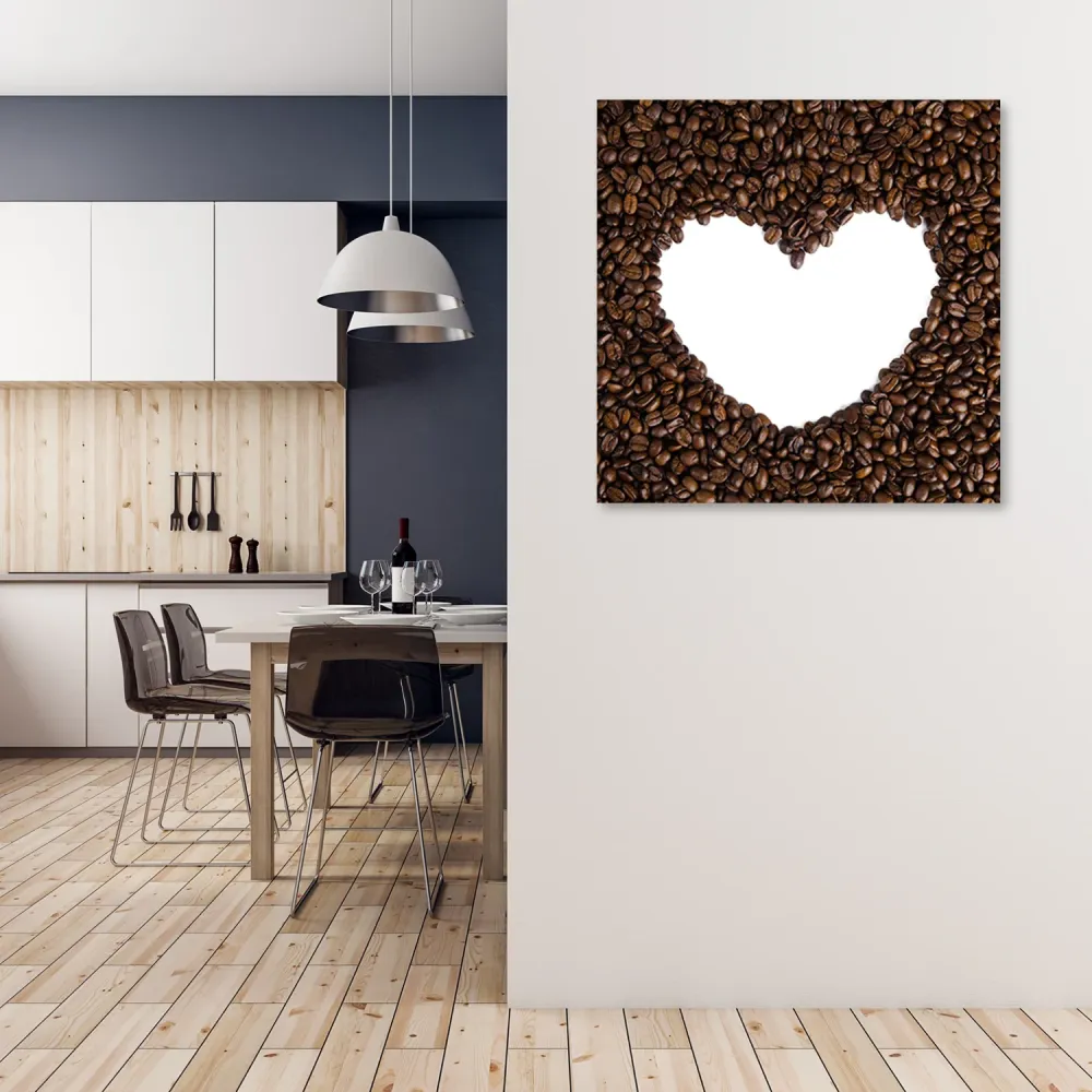 Dekorativer Paneeldruck, Kaffeeherz 30x30 Feeby