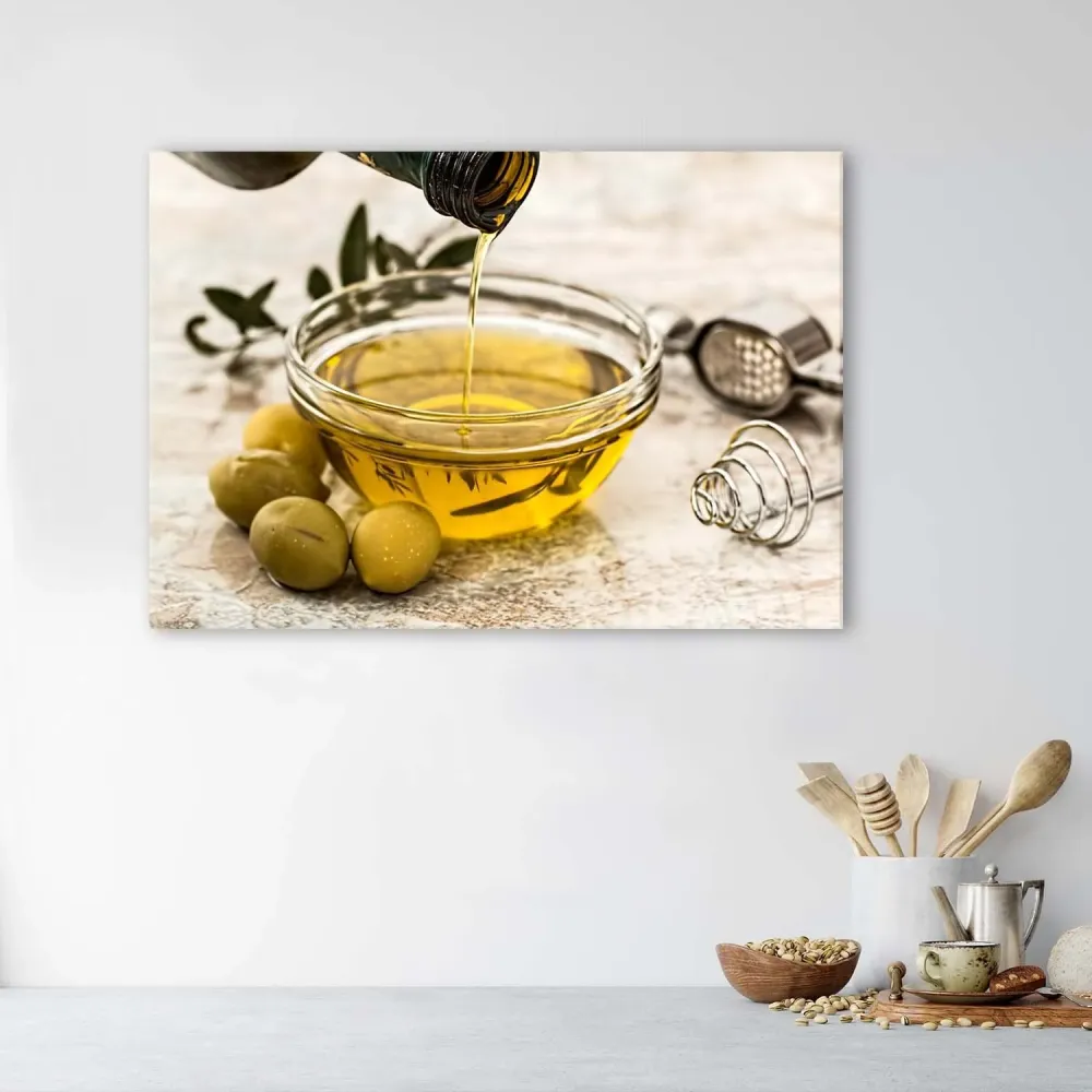 Dekorativer Paneeldruck, Olivenöl 100x70 Feeby