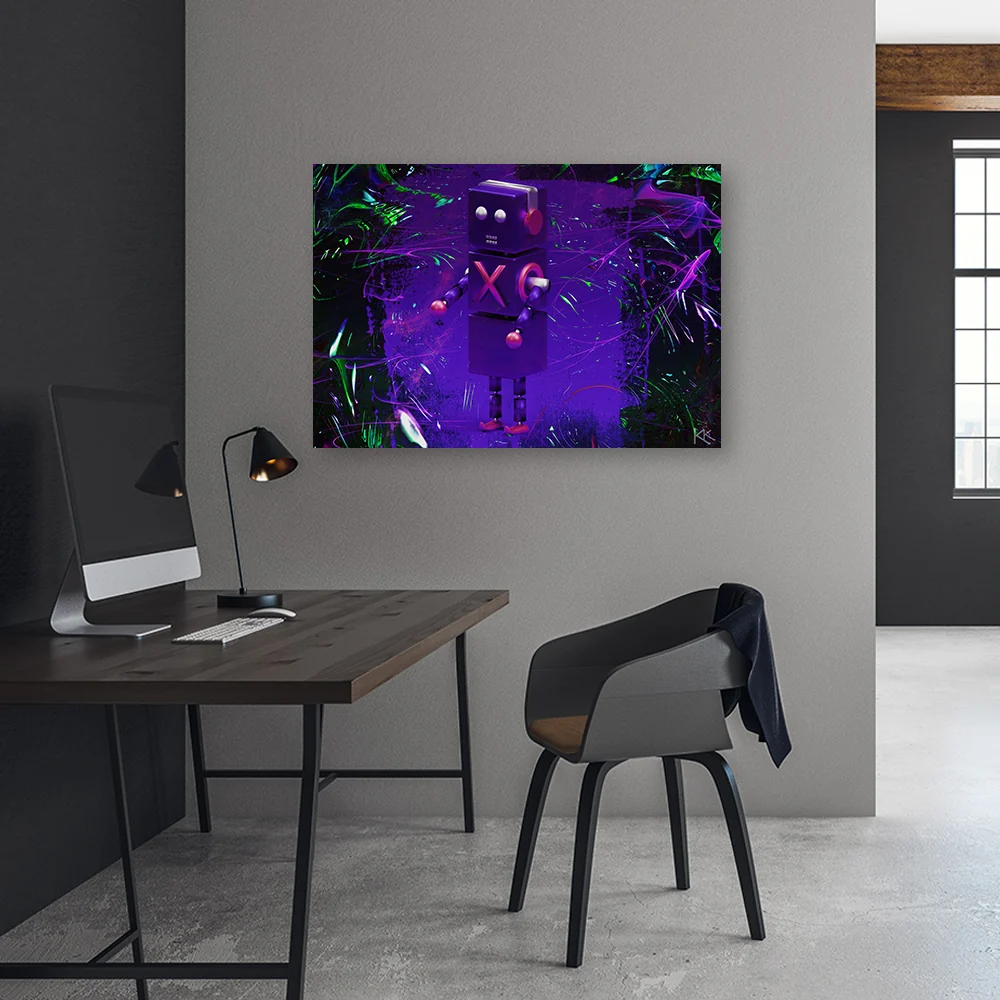 Dekorativer Paneeldruck, Roboter-Spielspieler 60x40 Feeby