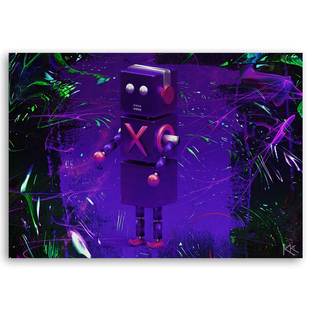 Dekorativer Paneeldruck, Roboter-Spielspieler 60x40 Feeby