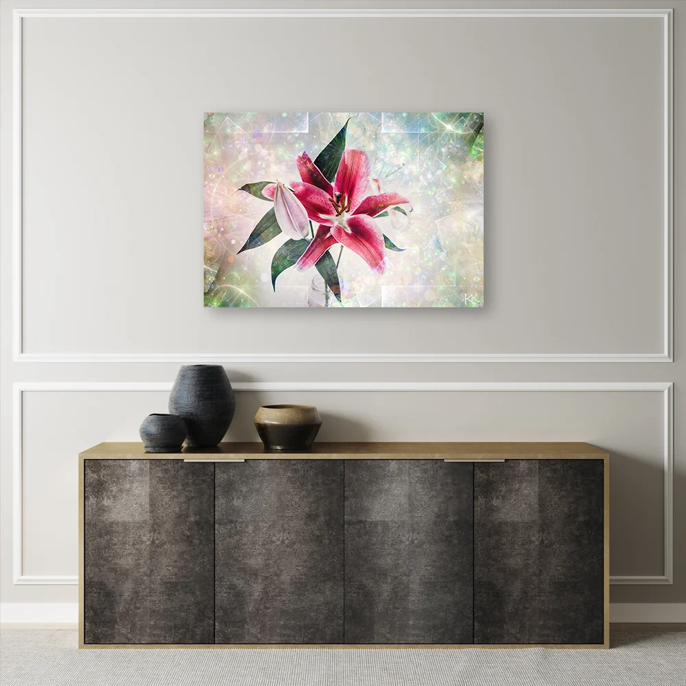 Dekorativer Paneeldruck, rosa Lilienblüte 60x40 Feeby