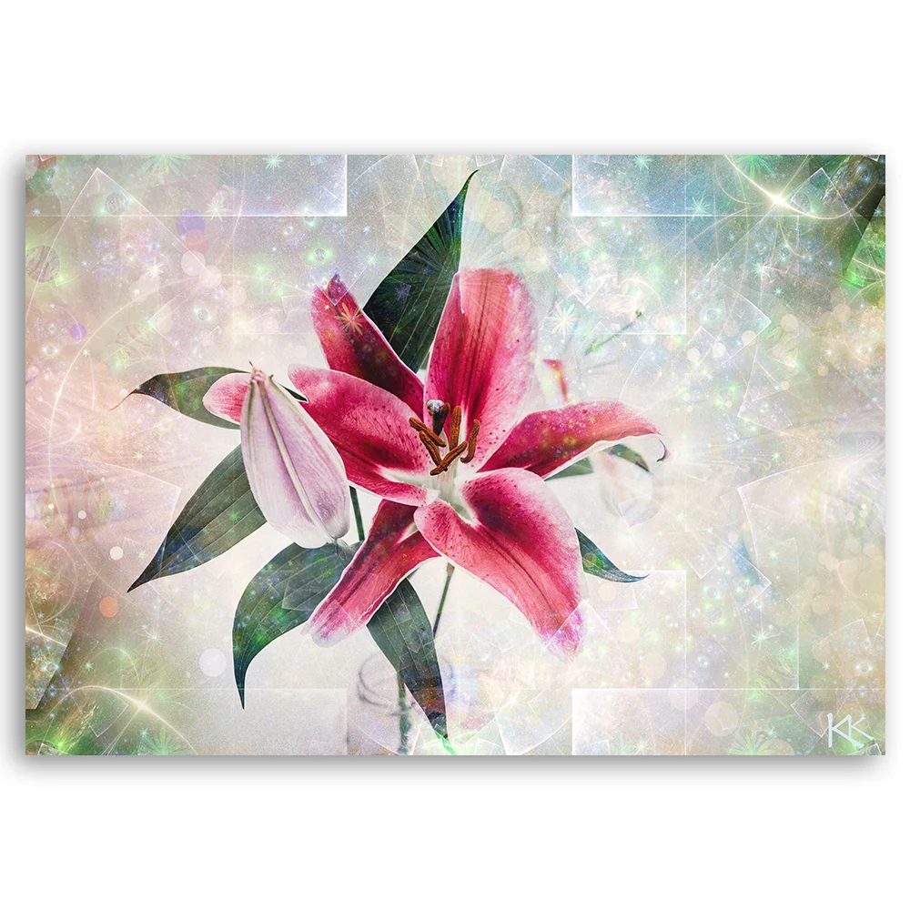 Dekorativer Paneeldruck, rosa Lilienblüte 60x40 Feeby