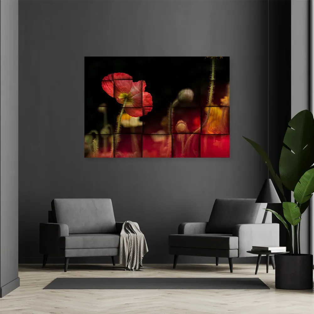Dekorativer Paneeldruck, rote Mohnblume 60x40 Feeby