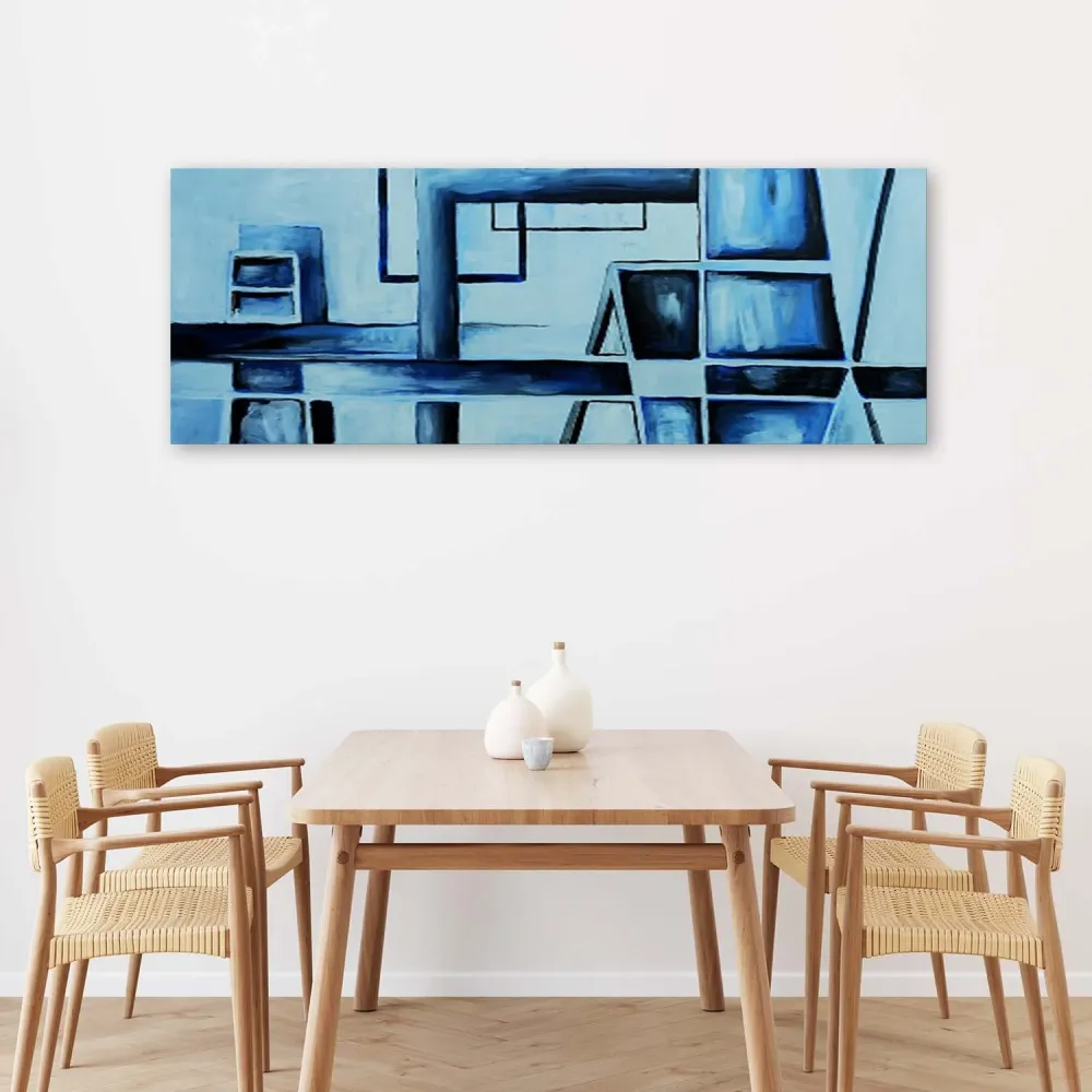 Dekorativer Paneeldruck, Spiel mit Blau 120x40 Feeby