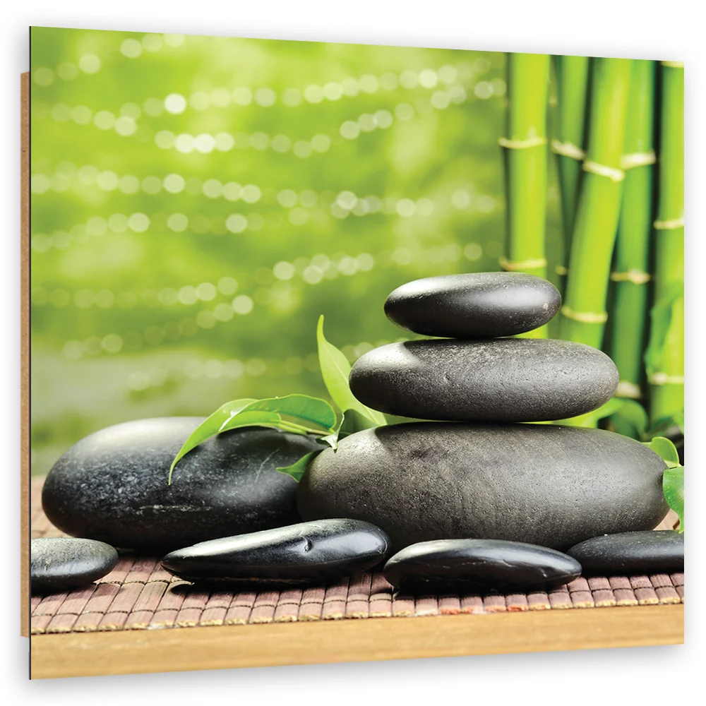 Dekorativer Paneeldruck, Steine, Blätter, Zen-Spa 30x30 Feeby