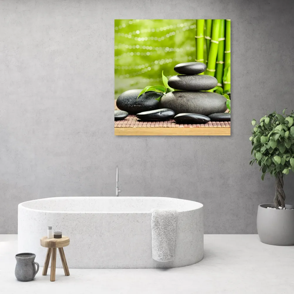 Dekorativer Paneeldruck, Steine, Blätter, Zen-Spa 30x30 Feeby