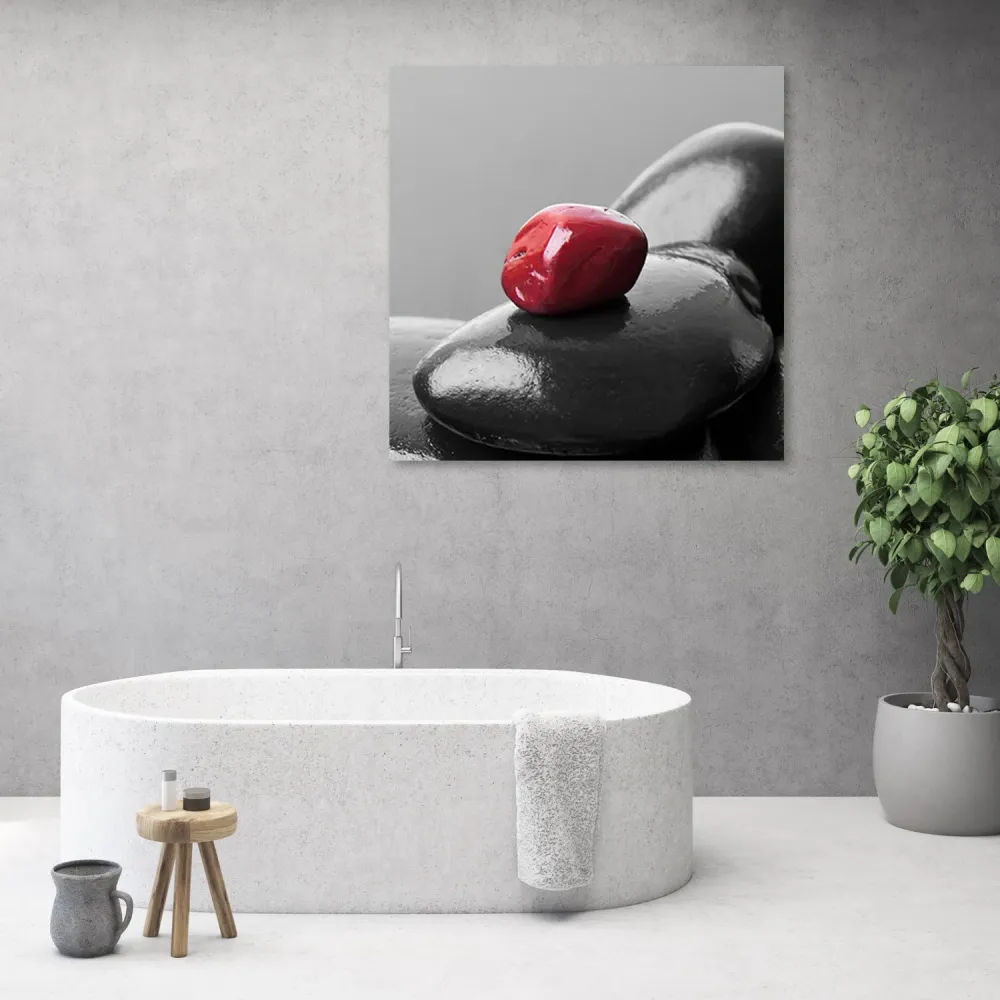 Dekorativer Paneeldruck, Zen-Spa aus rotem Stein 30x30 Feeby