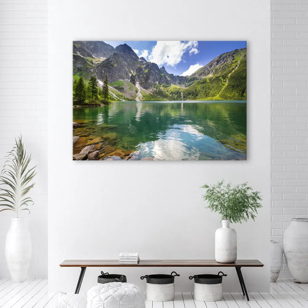 Dekorativer Wanddruck, Bergsee, Natur, Bäume 60x40 Feeby