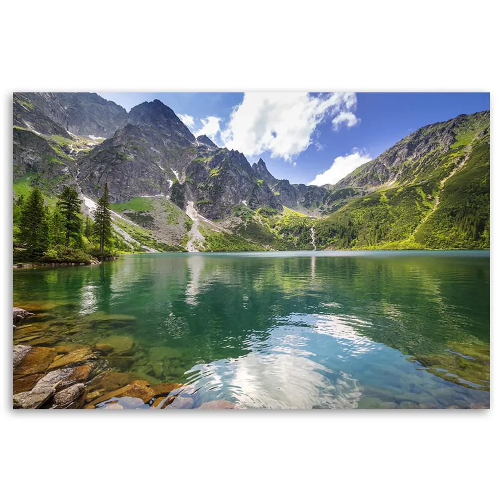 Dekorativer Wanddruck, Bergsee, Natur, Bäume 60x40 Feeby