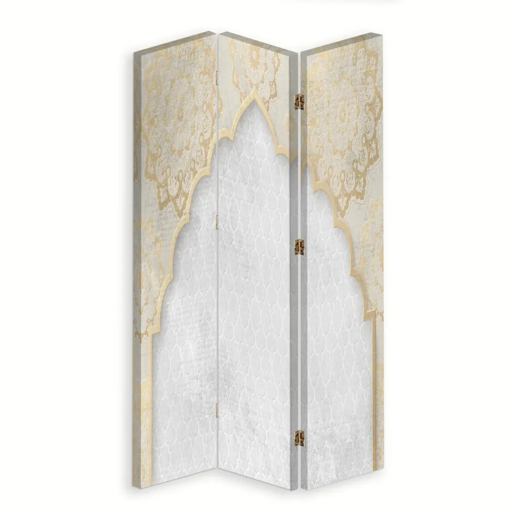 Doppelseitig drehbarer Raumteiler mit orientalischem Muster Gold Feeby
