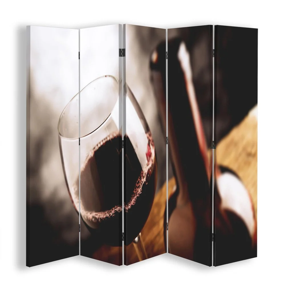 Doppelseitiger Raumteiler, Glas trockener Wein Feeby