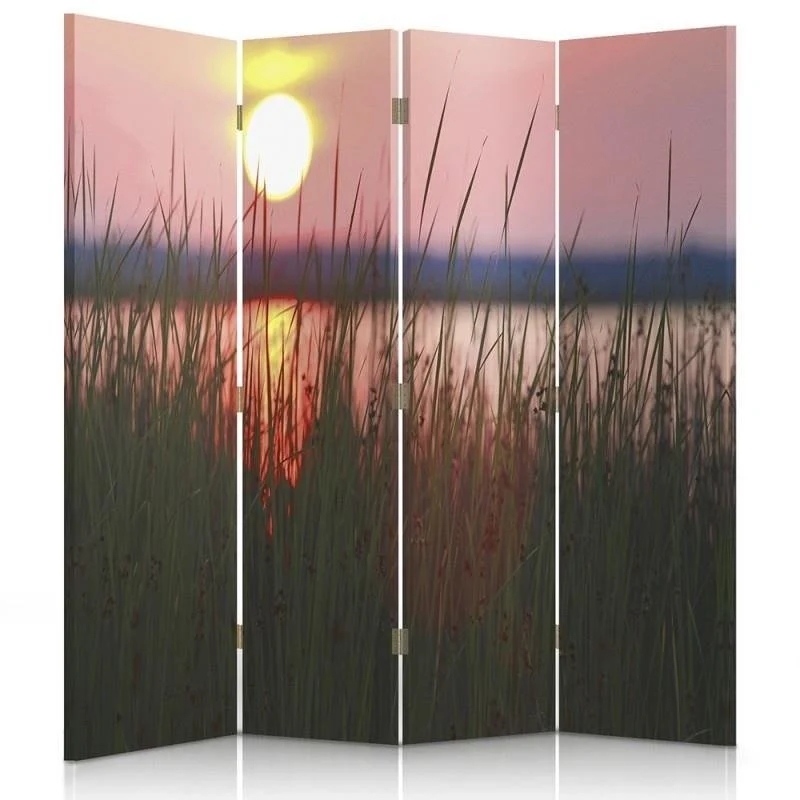 Doppelseitiger Raumteiler, Sonnenuntergang am See Feeby