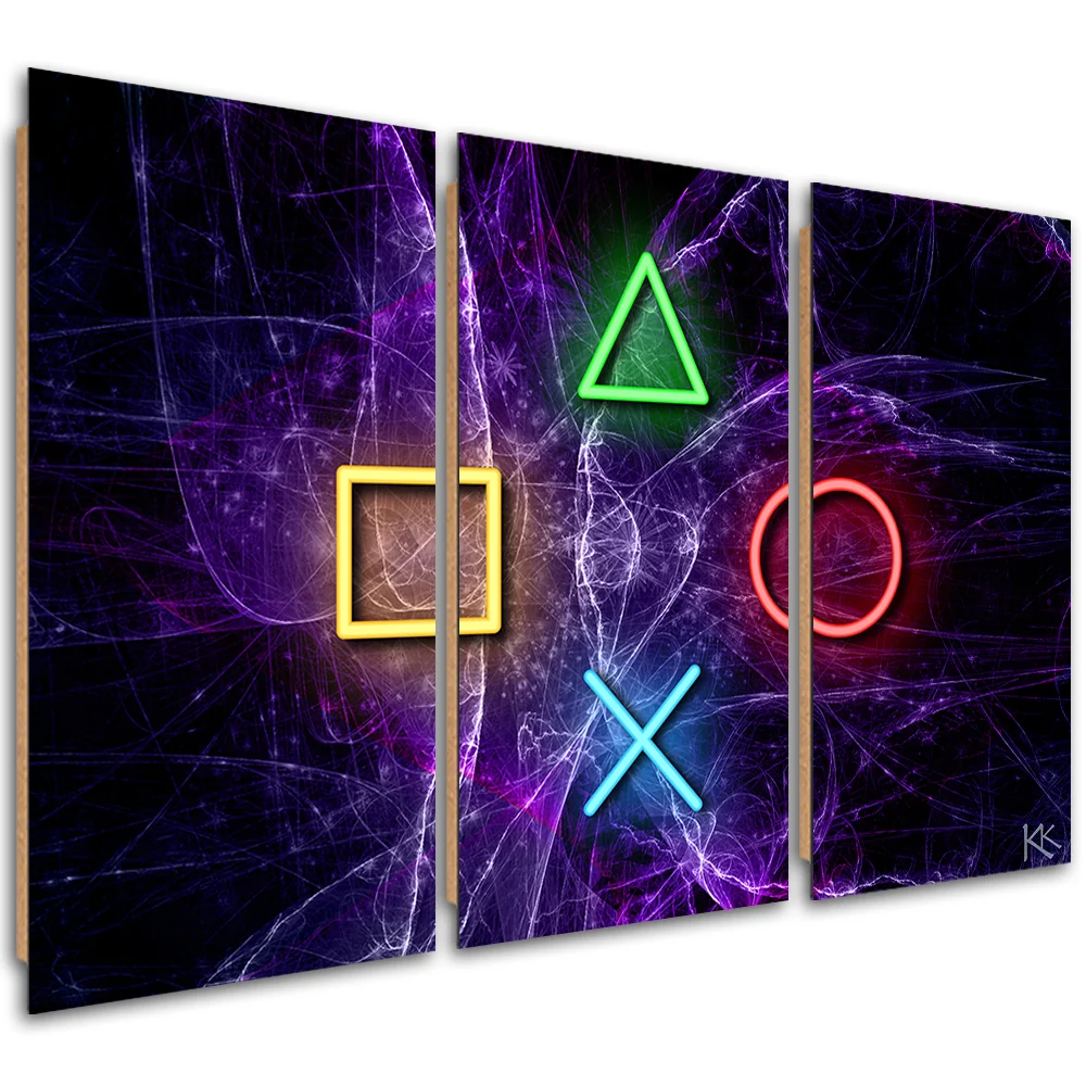 Dreiteiliges Bilddekor-Panel, Tasten für den Controller 60x40 Feeby
