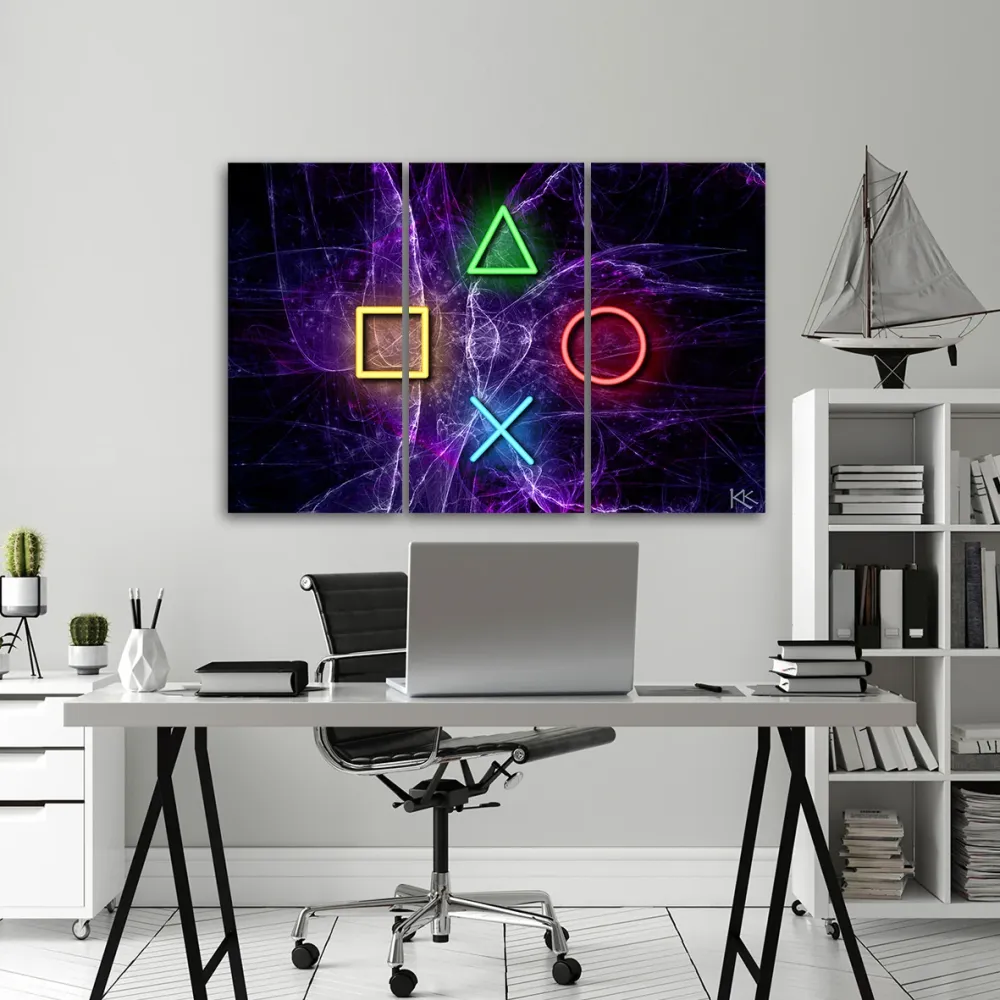 Dreiteiliges Bilddekor-Panel, Tasten für den Controller 60x40 Feeby