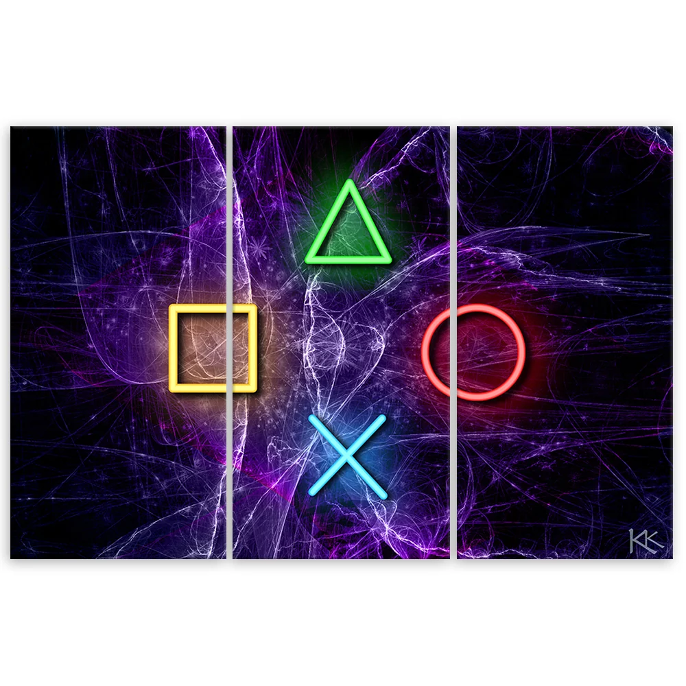 Dreiteiliges Bilddekor-Panel, Tasten für den Controller 60x40 Feeby