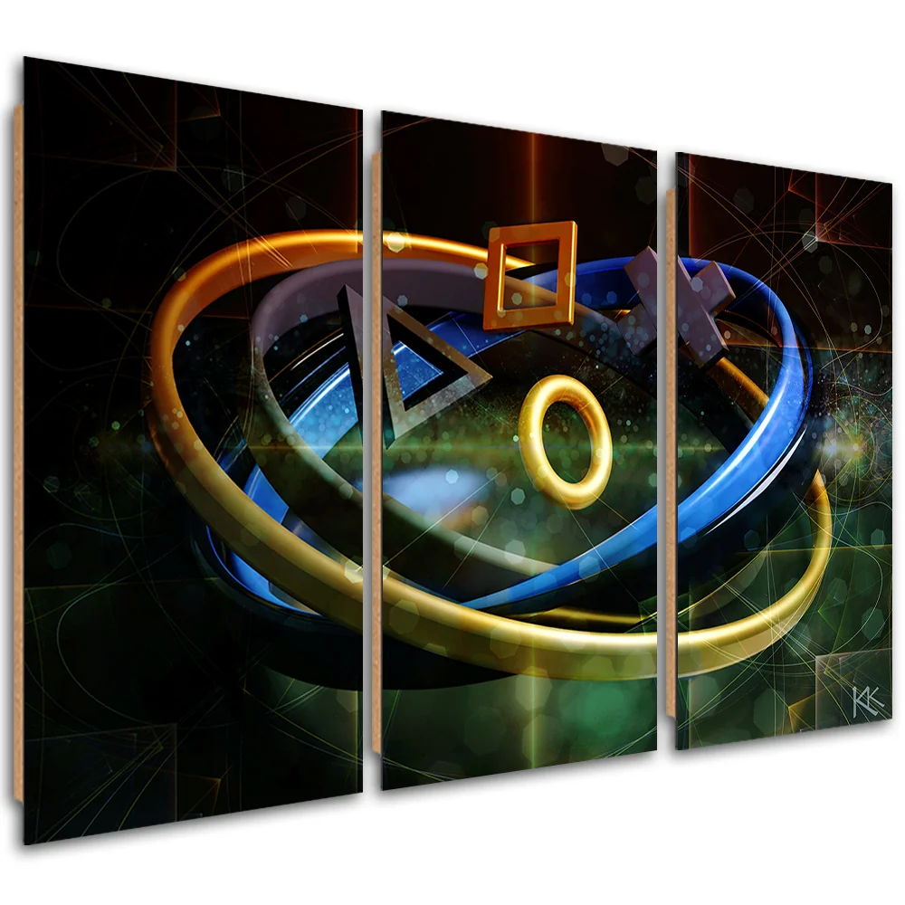 Dreiteiliges Bilddekor-Panel, Tasten für den Controller 60x40 Feeby
