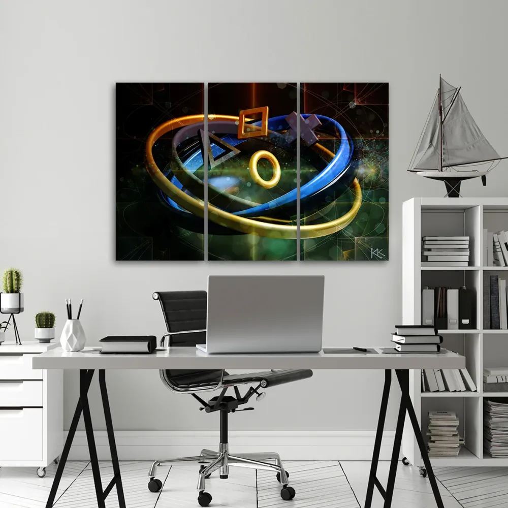 Dreiteiliges Bilddekor-Panel, Tasten für den Controller 60x40 Feeby