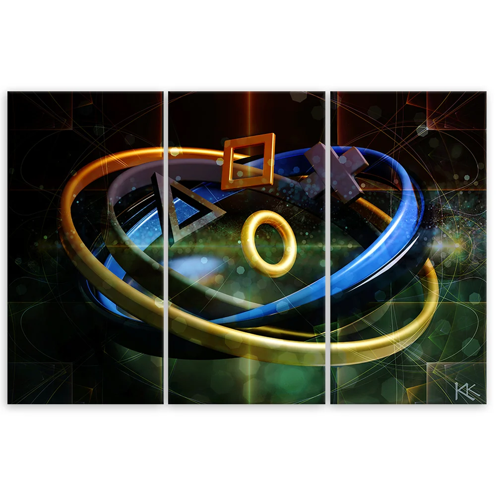 Dreiteiliges Bilddekor-Panel, Tasten für den Controller 60x40 Feeby