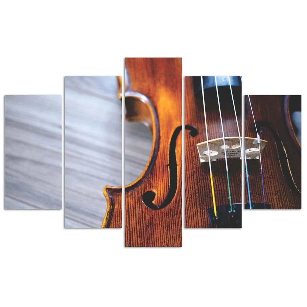 Fünfteiliges Bilder-Dekorationspaneel, Violine 100x70 Feeby