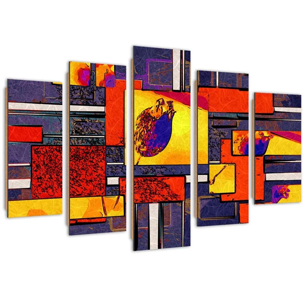 Fünfteiliges Bilder-Dekor-Panel, Präzision 100x70 Feeby