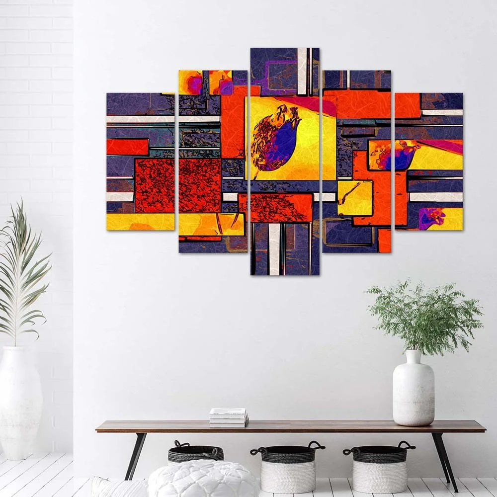 Fünfteiliges Bilder-Dekor-Panel, Präzision 100x70 Feeby