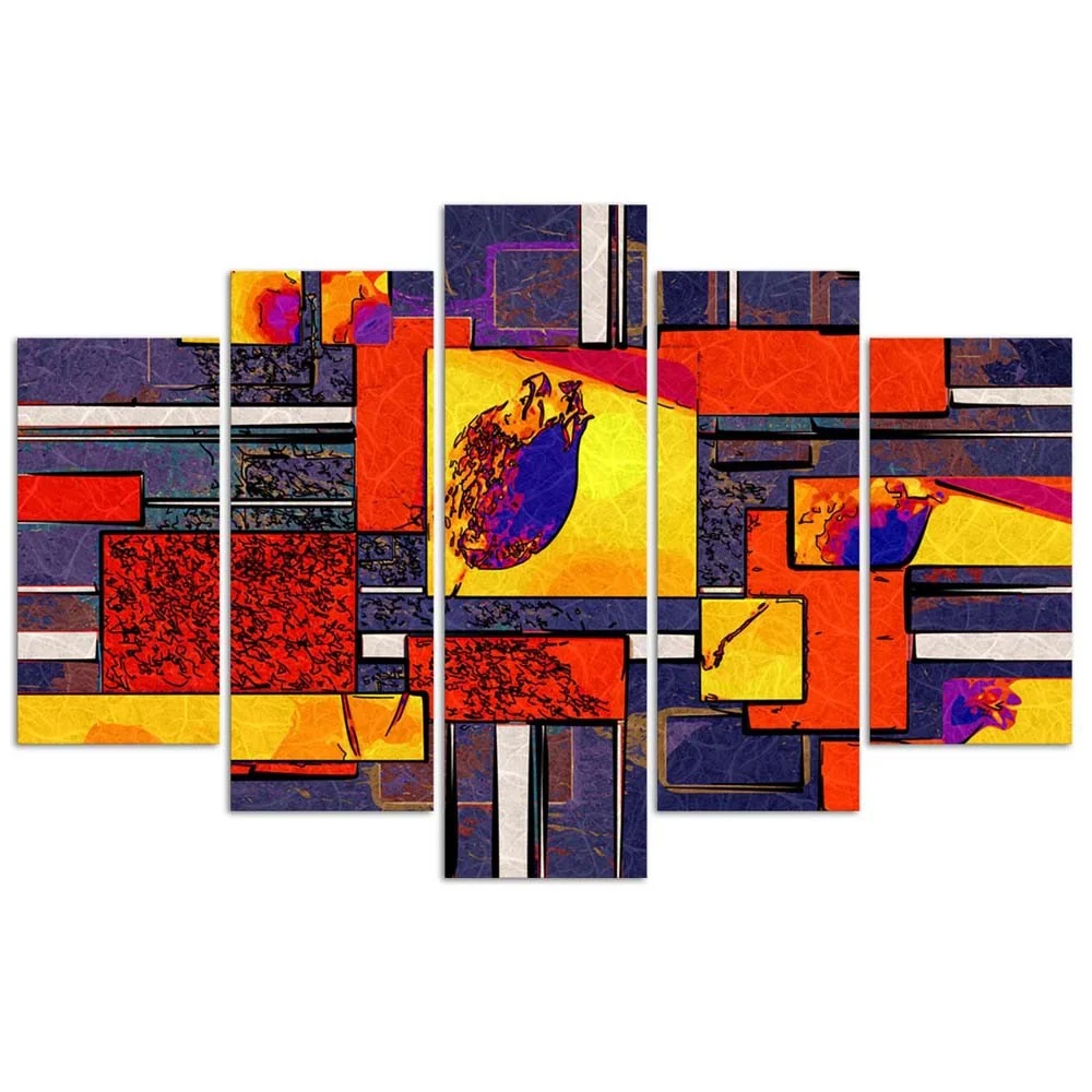 Fünfteiliges Bilder-Dekor-Panel, Präzision 100x70 Feeby