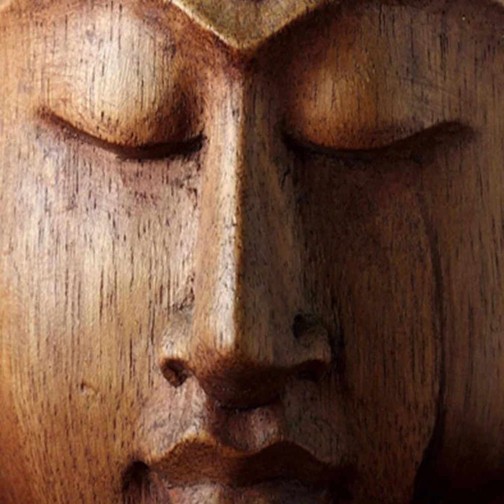 Raumteiler, doppelseitig drehbar, Buddha aus Holz Feeby