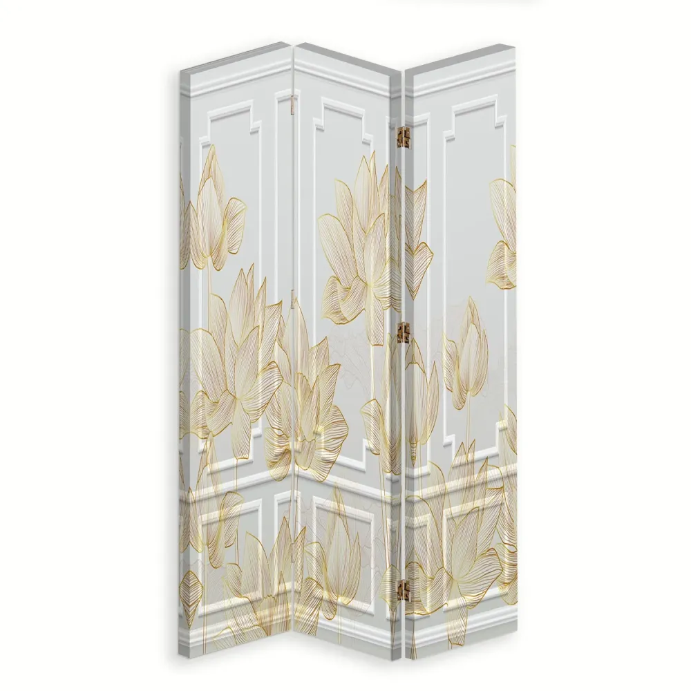 Raumteiler, doppelseitig drehbar, florales Design Feeby