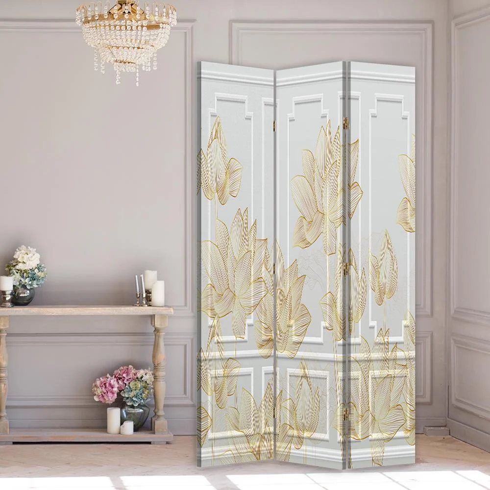 Raumteiler, doppelseitig drehbar, florales Design Feeby