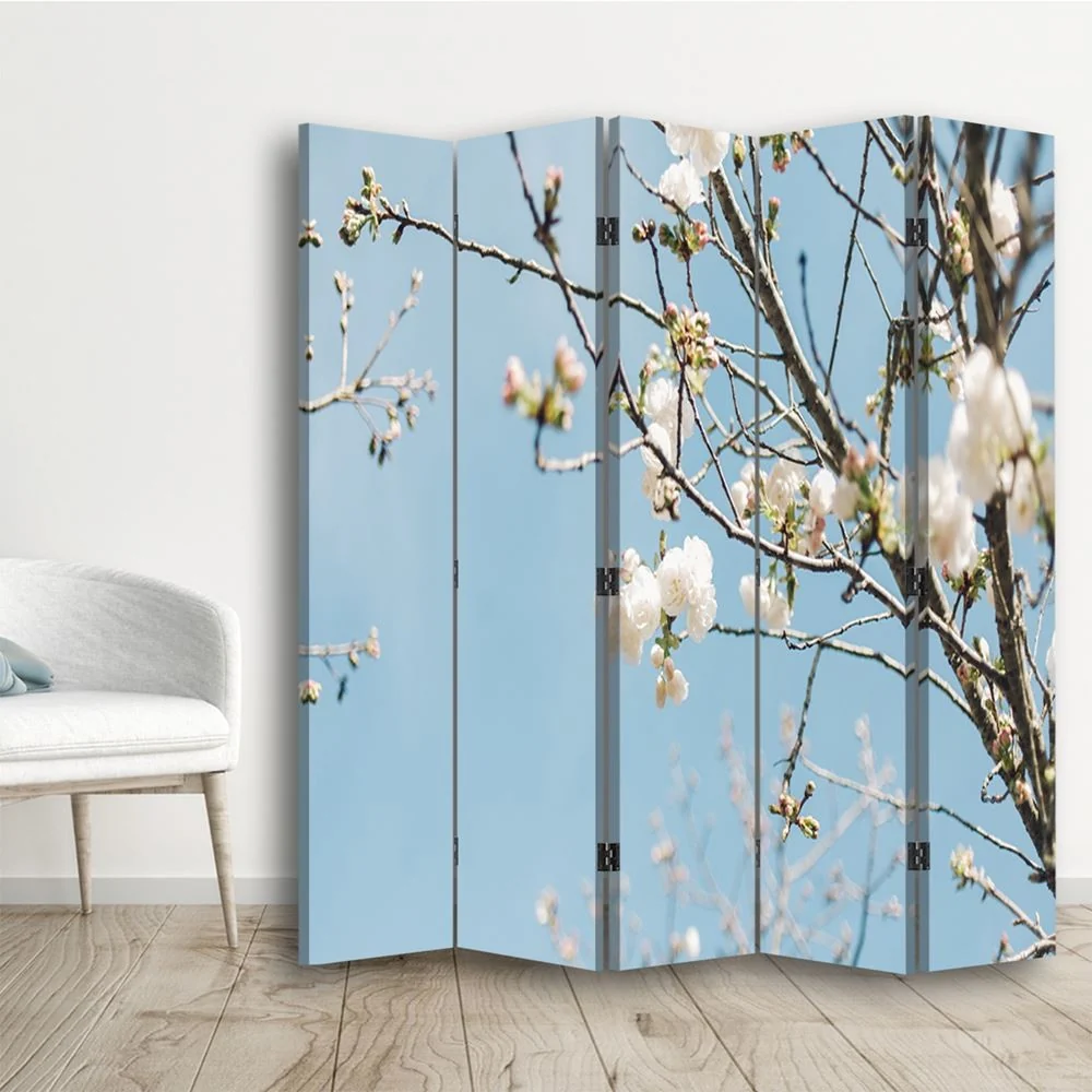 Raumteiler, doppelseitig drehbar, mit blühenden Blüten einem Zweig Feeby